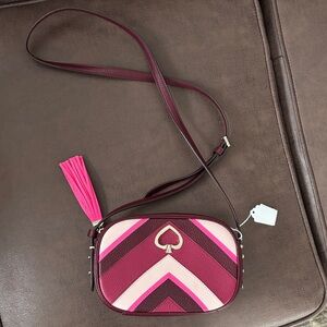 NWOTKate Spade Burgundy and Pink Chevron Crossbody Bag
